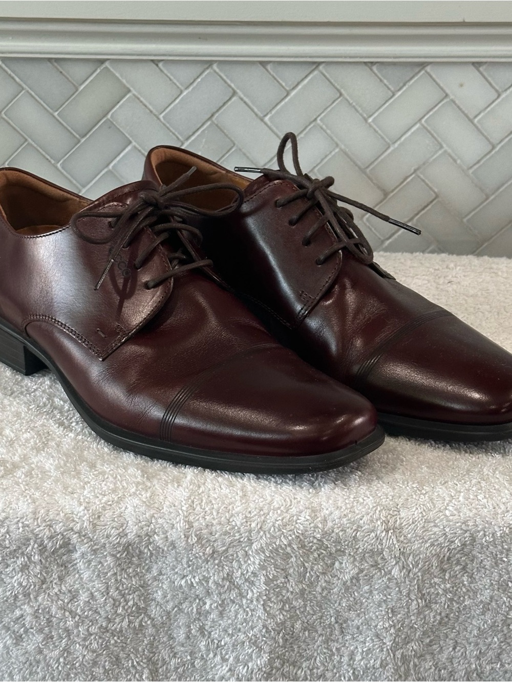 Ecco Cairo Men Oxblood Leather Cap Toe Oxford Dress Shoes 43 US 9.5 - 10